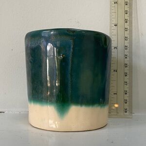 Handcrafted Green and Cream Ceramic Cup from France